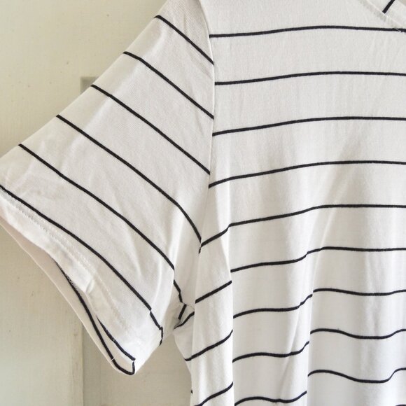Halogen White & Black Stripe High Low Knit  Top S - Picture 5 of 8